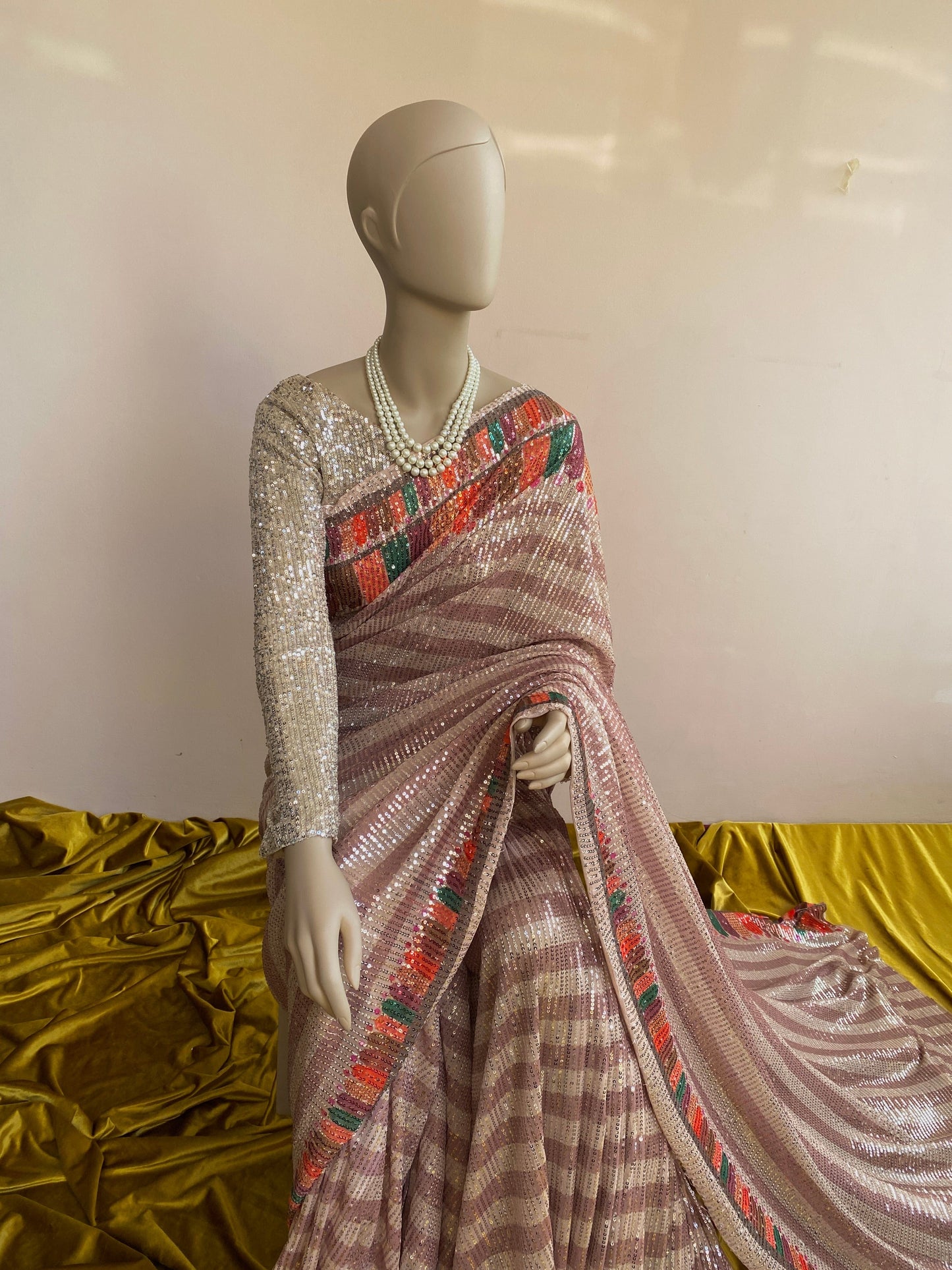 Premium two toned sequin saree