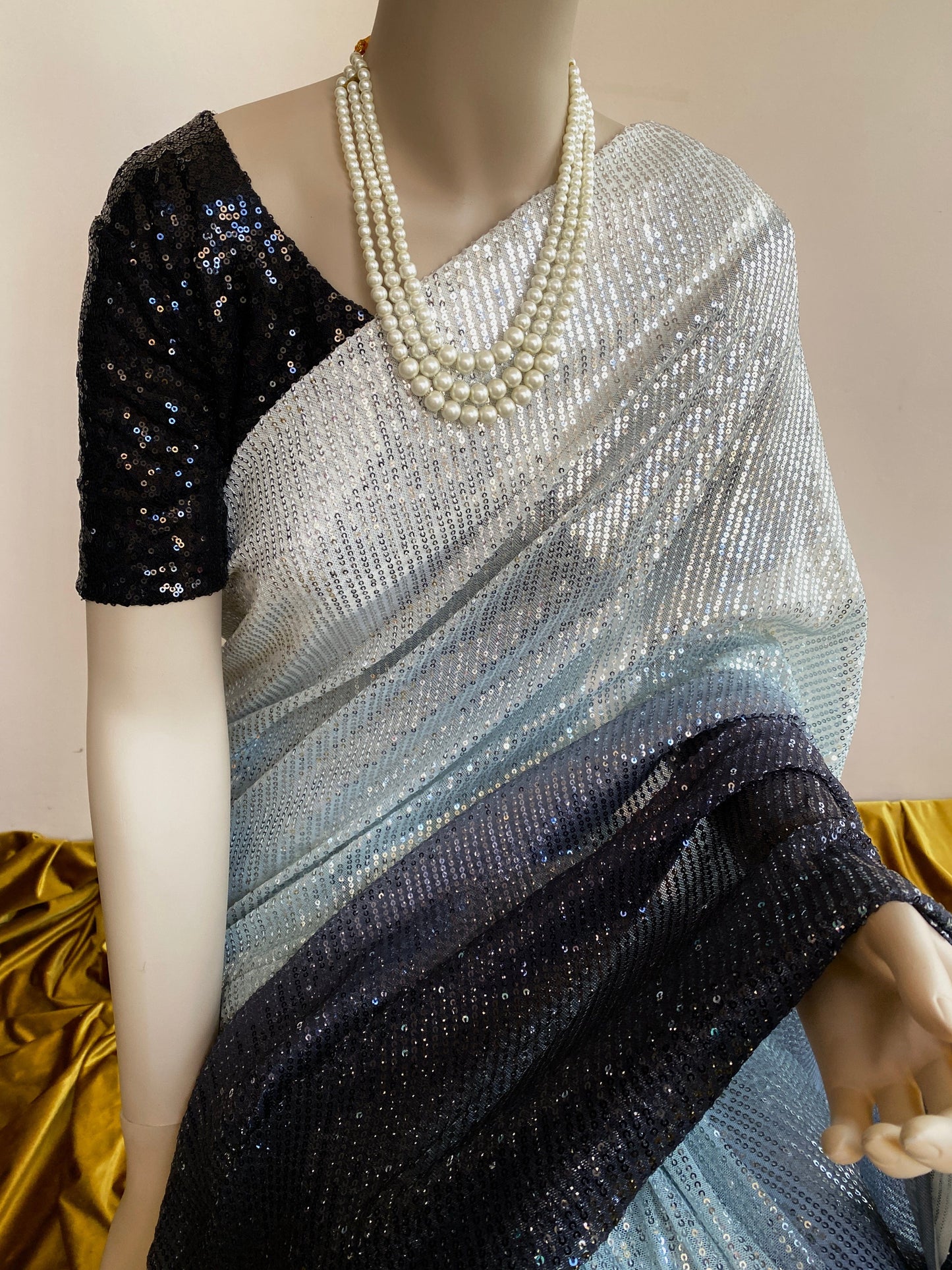 Ombré Midnight Sequin Saree